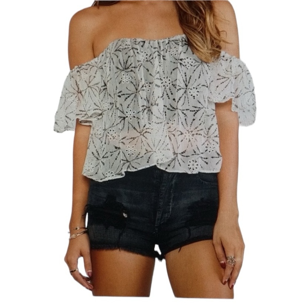 Revolve Line and Dot Flare Bustier Corset Top Small